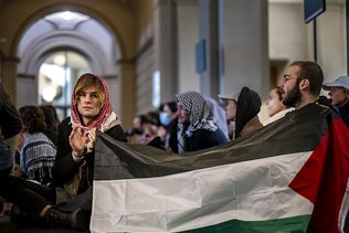 Sit-in en faveur de la Palestine dans le hall d'entrée de l'EPFZ