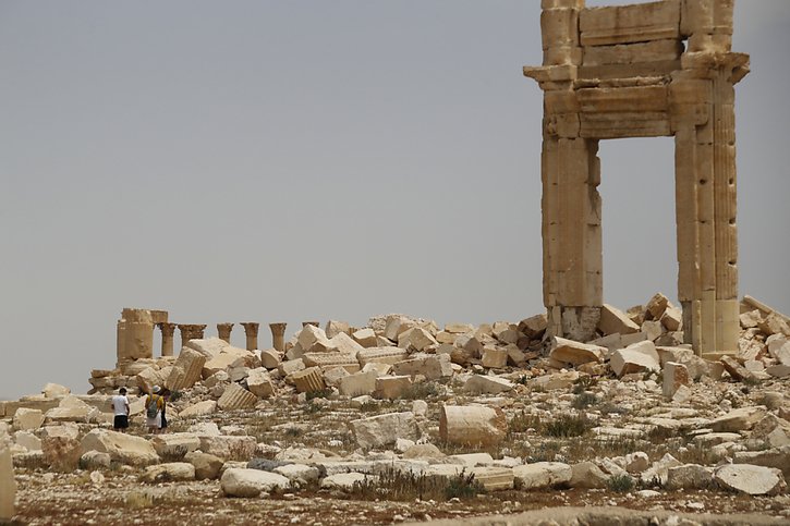 La stèle saisie a été extraite illégalement en 1999 à proximité du site archéologique de Palmyre, en Syrie. (archives) © KEYSTONE/AP/OMAR SANADIKI