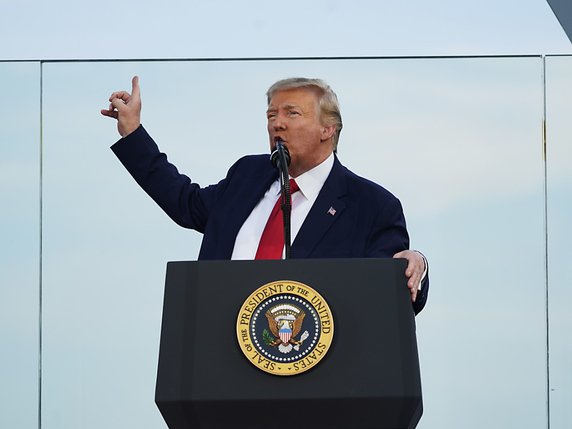 Le discours de la fête nationale américaine de Donald Trump à Washington avait des accents de réunion de campagne. © KEYSTONE/EPA/Chris Kleponis / POOL