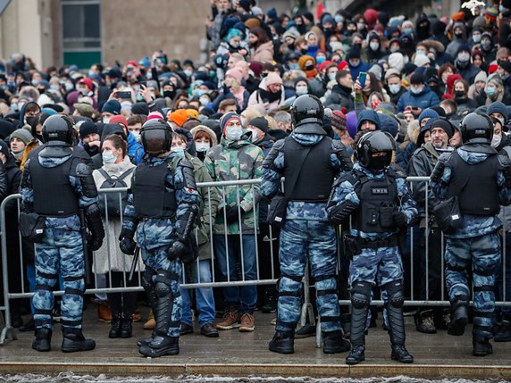 Plus de 2400 personnes ont été arrêtées à travers la Russie pendant des rassemblements à l'appel d'Alexeï Navalny. © KEYSTONE/EPA/YURI KOCHETKOV