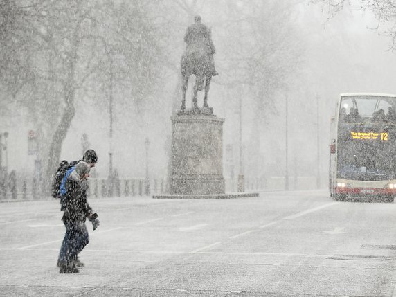 Les fortes chutes de neige avaient perturbé le trafic en Grande-Bretagne, notamment à Londres (archives). © KEYSTONE/AP/ALASTAIR GRANT