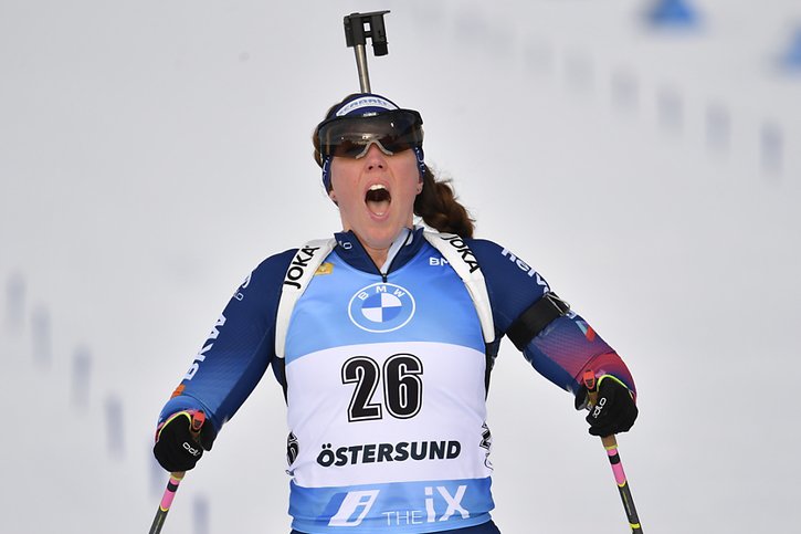 Lena Haecki, la fer de lance du relais suisse. © KEYSTONE/AP TT News Agency/ANDERS WIKLUND