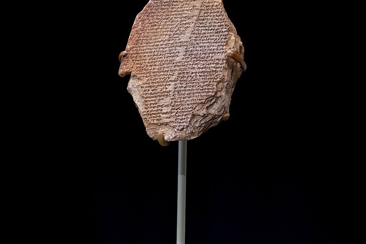 La tablette en argile sur laquelle figure des caractères cunéiformes aurait été volée sur un site archéologique ou dans un musée irakien en 1991, pendant la guerre du Golfe déclenchée après l'invasion du Koweït. © KEYSTONE/EPA/MICHAEL REYNOLDS