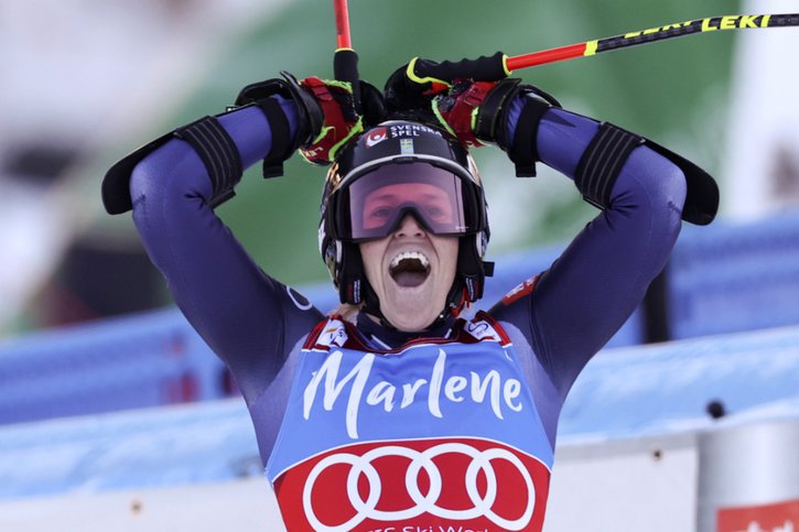 Sara Hector a signé mardi son 3e succès de l'hiver en géant © KEYSTONE/AP/Alessandro Trovati