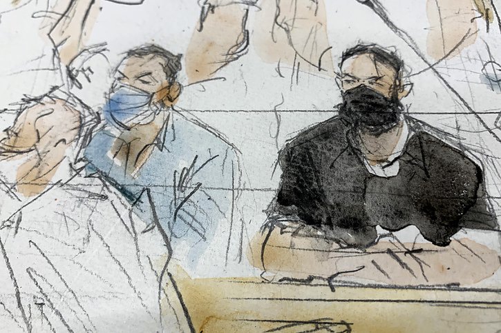La réclusion criminelle à perpétuité a été requise à l'encontre des accusés Salah Abdeslam et Mohammed Abrini. © KEYSTONE/AP Noelle Herrenschmidt