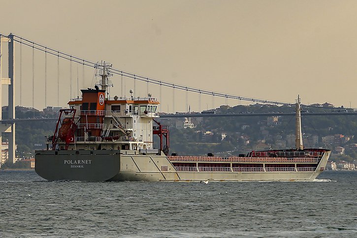 Le cargo turc Polarnet avait franchi dimanche le Bosphore à Istanbul. © KEYSTONE/AP/Emrah Gurel