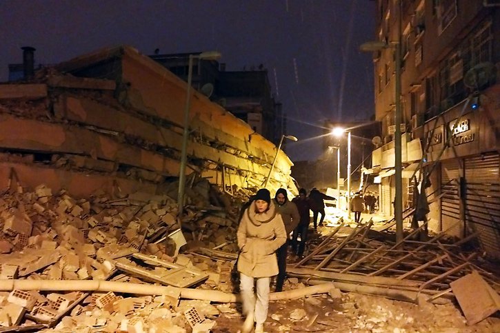 Les destructions sont impressionnantes,comme ici à Malatya, en Turquie. © KEYSTONE/AP