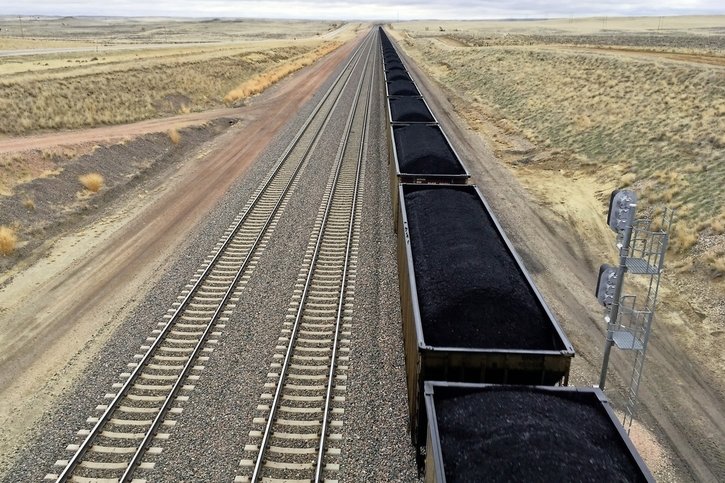 Un train transportant du charbon dans le Wyoming en 2017.  © Keystone-archives/AFP