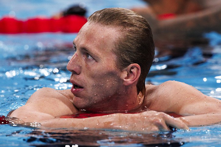 Jérémy Desplanches  a mis fin à une brillante carrière avec notamment sa médaille de bronze obtenu sur le 200m 4 nages aux JO de Tokyo en 2021. © KEYSTONE/PATRICK B. KRAEMER